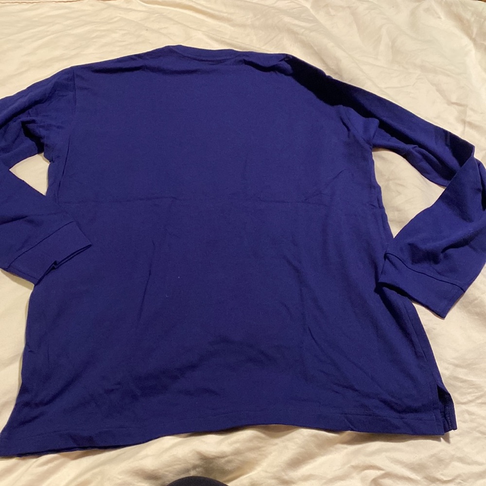 PINK Victoria's Secret Royal Blue Long Sleeve Tee with Silver Sequin Logo - Picture 4 of 4
